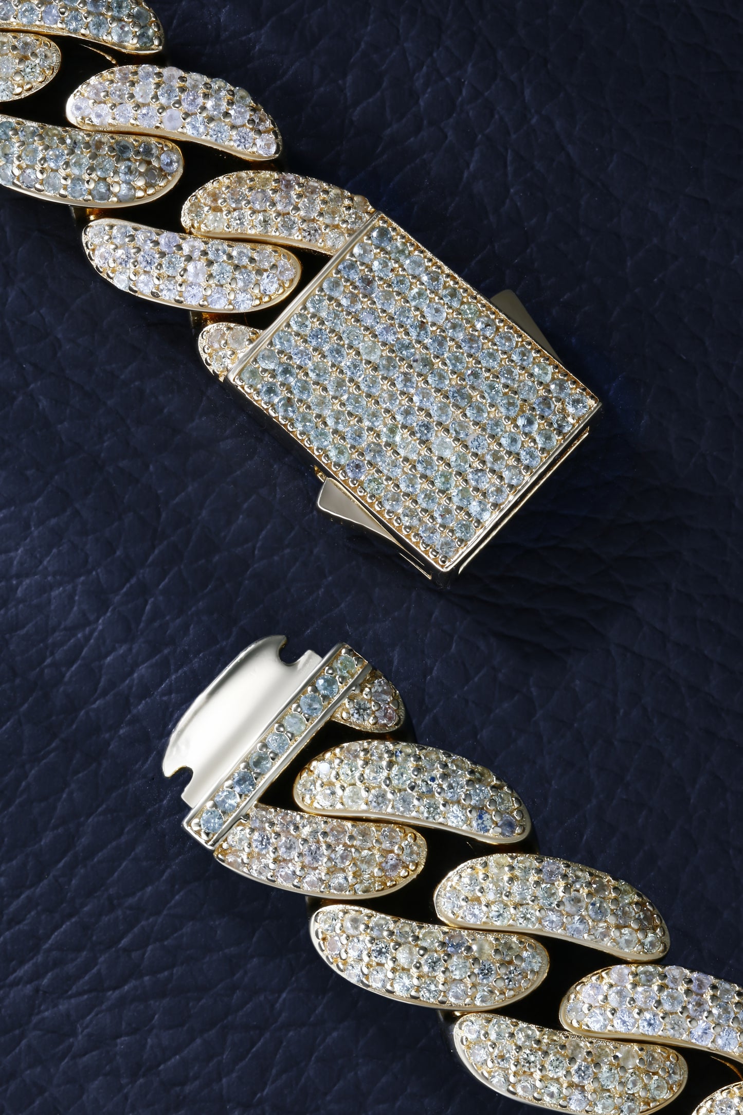 Lab Sapphire Cuban Link Bracelet | 18K Gold-Plated S925 Silver, Custom Available