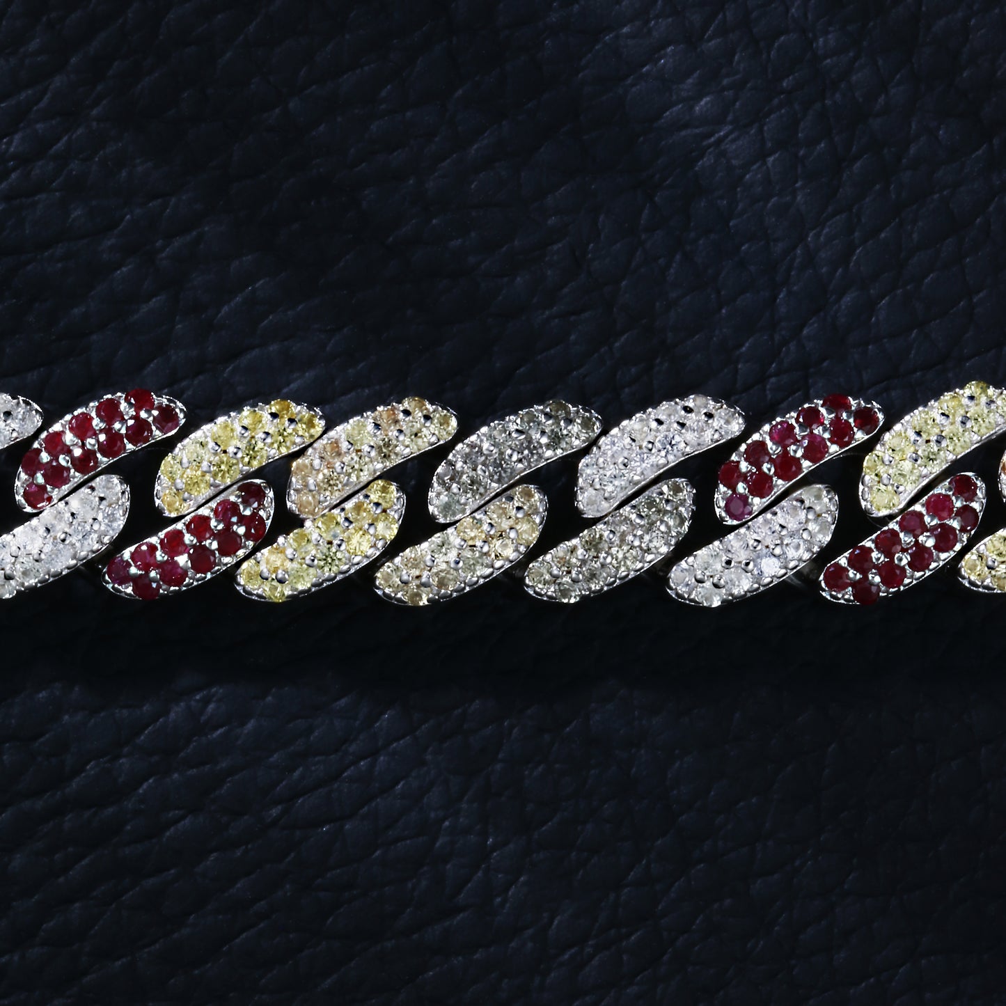 Lab Sapphire Cuban Link Necklace | 18K Gold-Plated S925 Silver, Custom Available