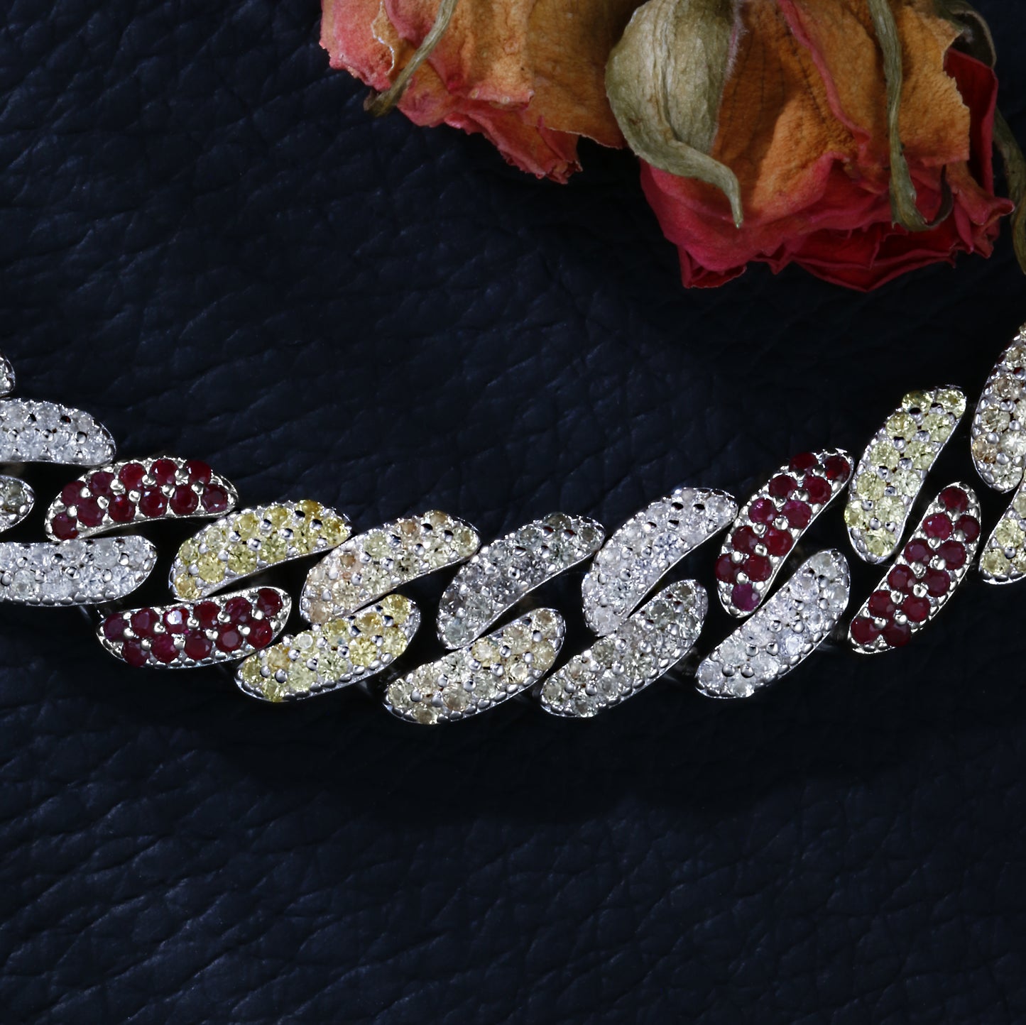 Lab Sapphire Cuban Link Necklace | 18K Gold-Plated S925 Silver, Custom Available