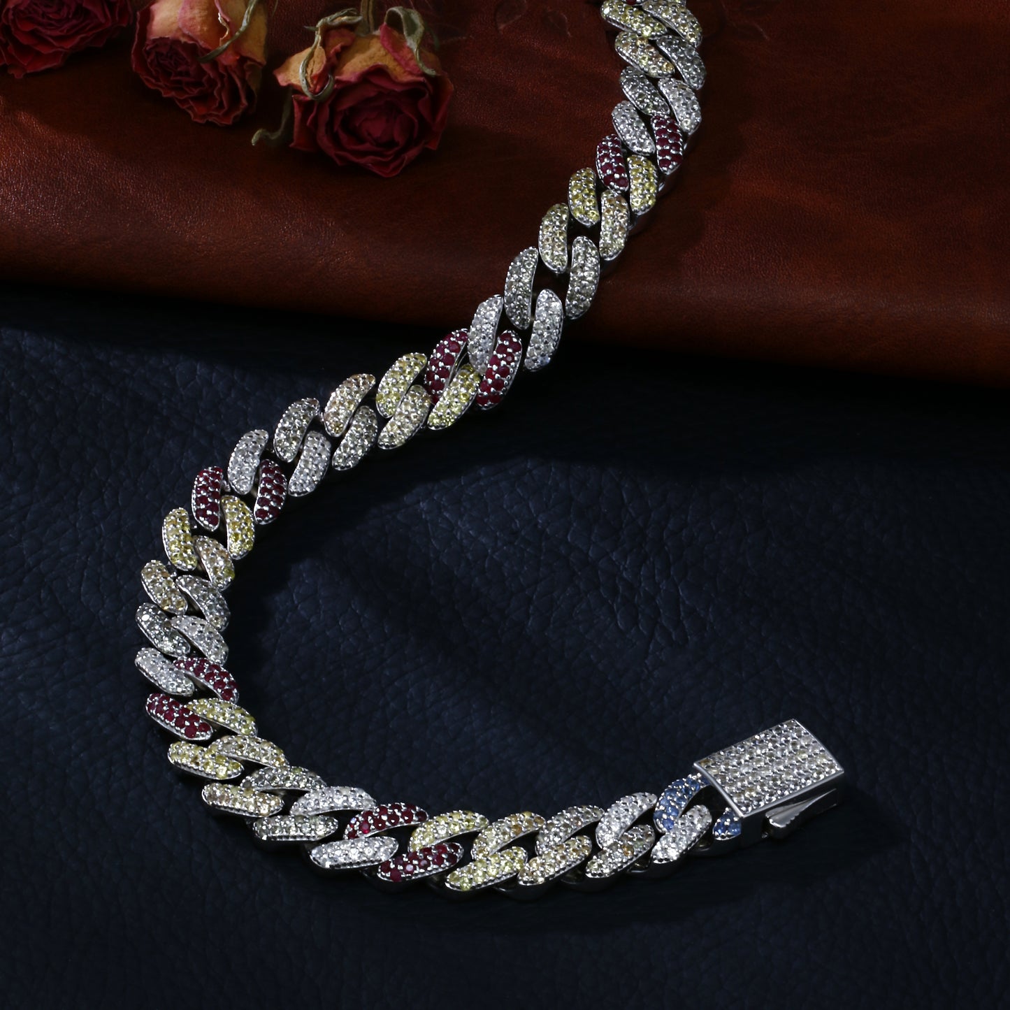 Lab Sapphire Cuban Link Necklace | 18K Gold-Plated S925 Silver, Custom Available