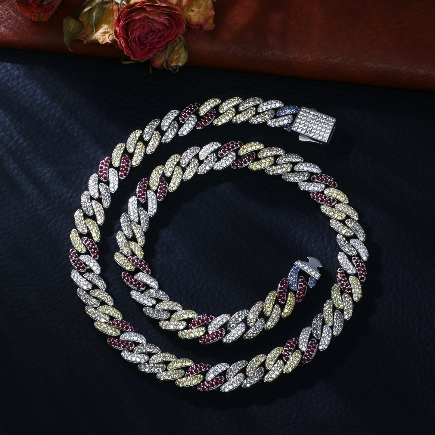 Lab Sapphire Cuban Link Necklace | 18K Gold-Plated S925 Silver, Custom Available