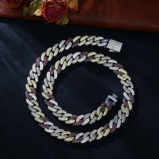 Lab Sapphire Cuban Link Necklace | 18K Gold-Plated S925 Silver, Custom Available