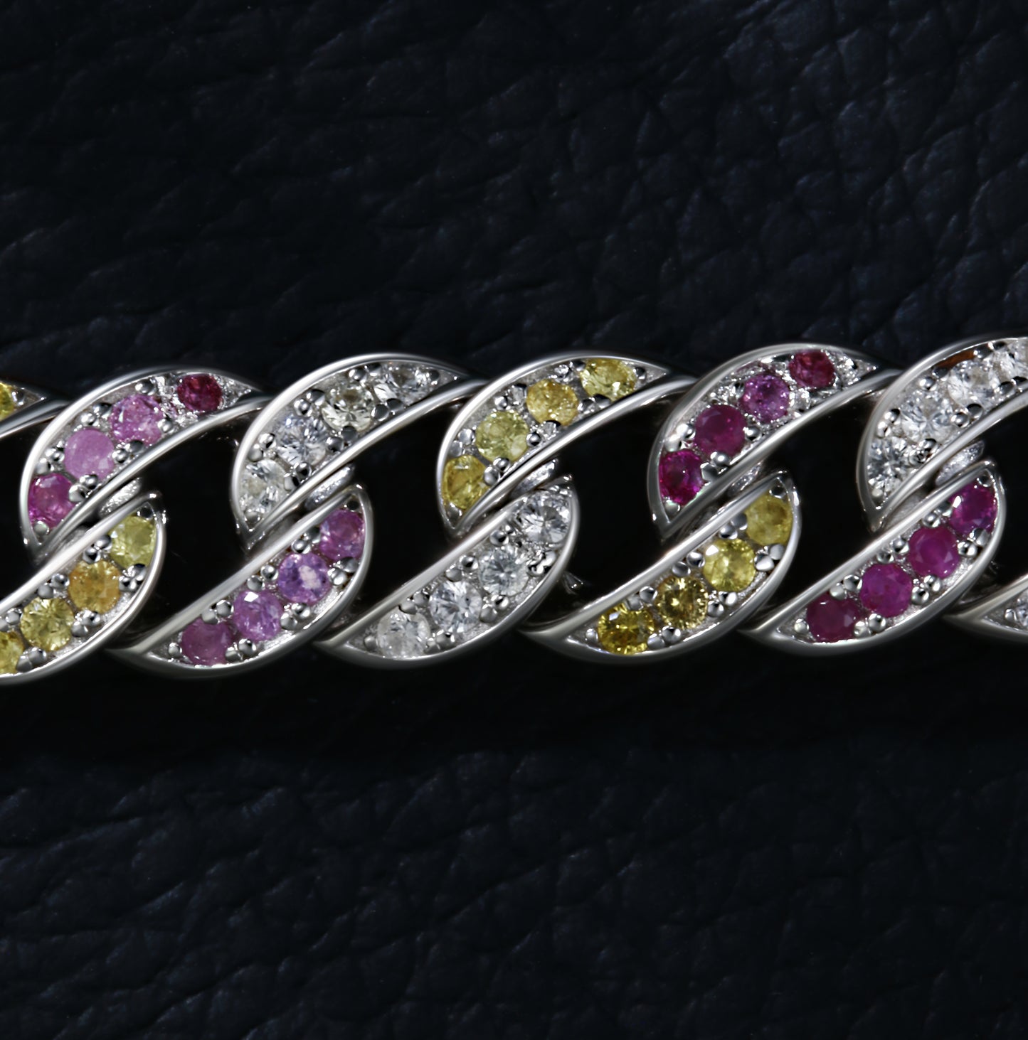 Lab Sapphire Cuban Link Necklace | 18K Gold-Plated S925 Silver, Custom Available
