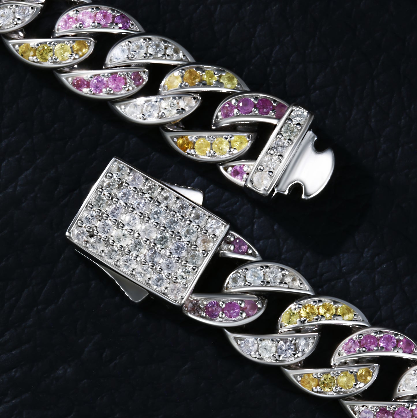 Lab Sapphire Cuban Link Necklace | 18K Gold-Plated S925 Silver, Custom Available