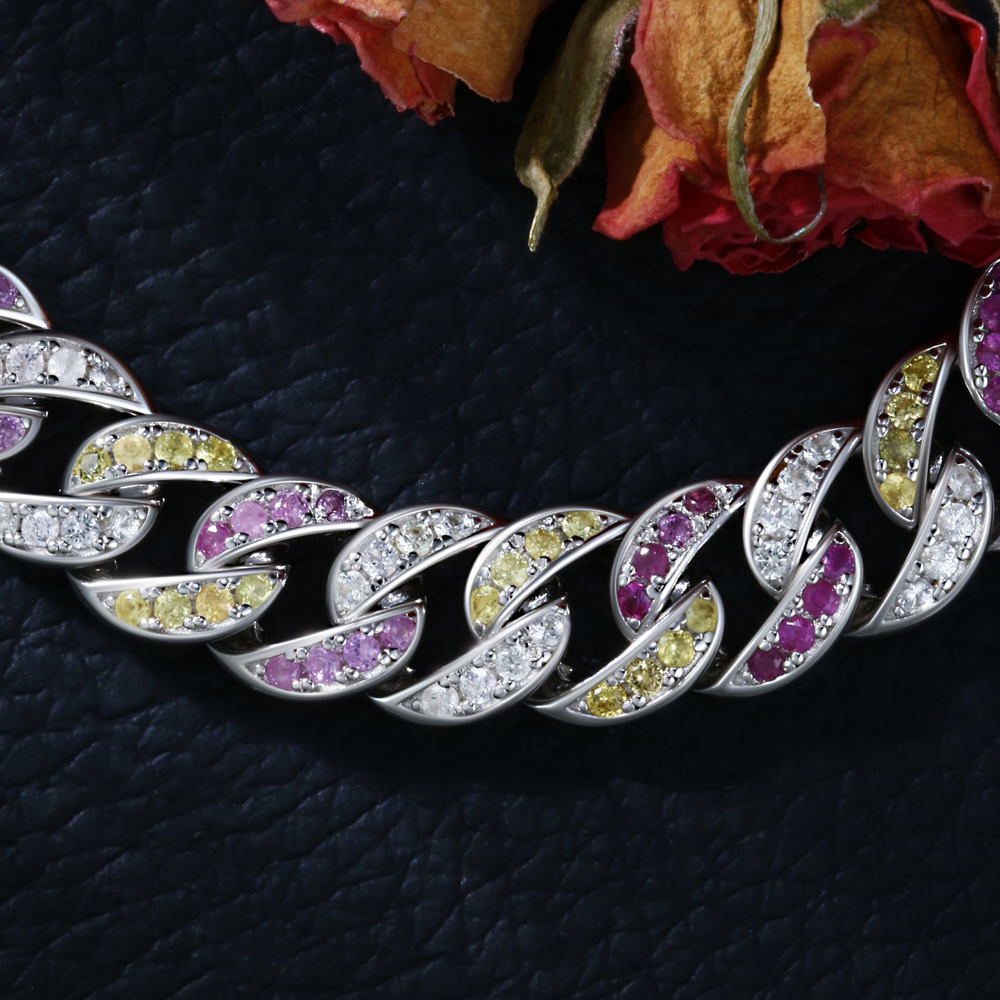Lab Sapphire Cuban Link Necklace | 18K Gold-Plated S925 Silver, Custom Available