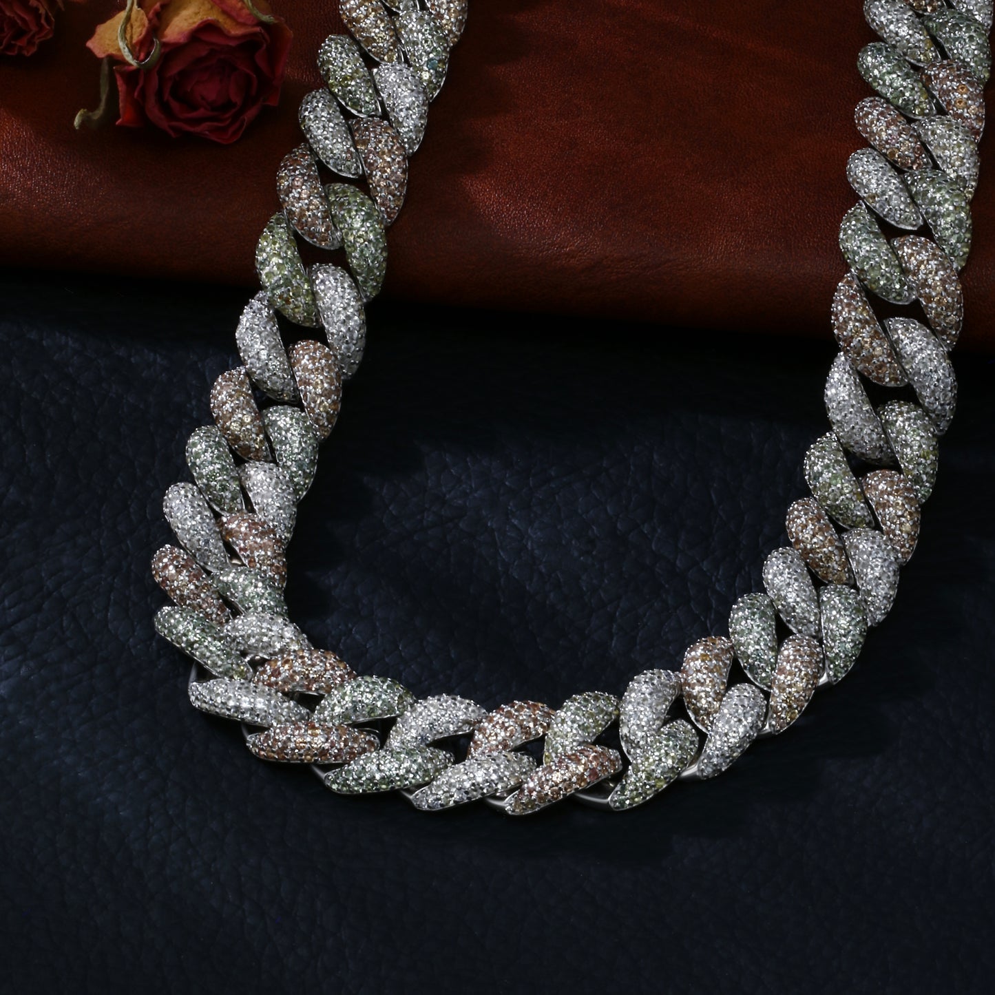 Lab Sapphire Cuban Link Necklace | 18K Gold-Plated S925 Silver, Custom Available