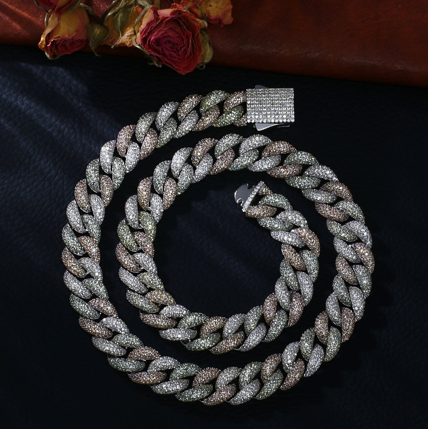 Lab Sapphire Cuban Link Necklace | 18K Gold-Plated S925 Silver, Custom Available