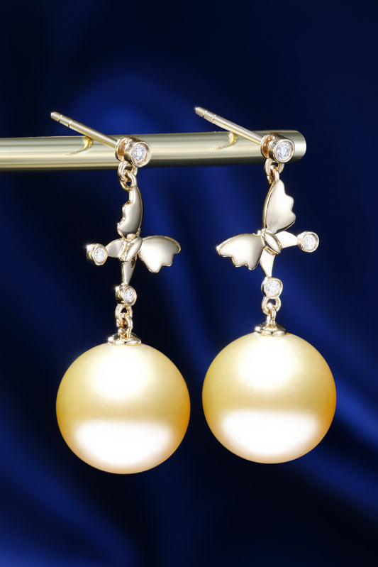 11.3mm South Sea Pearl Earrings| Pearl 18K Earring, Custom Available