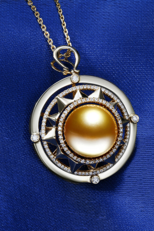 12.4mm South Sea Golden Pearl Pendent| Pearl 18K Pendent, Custom Available