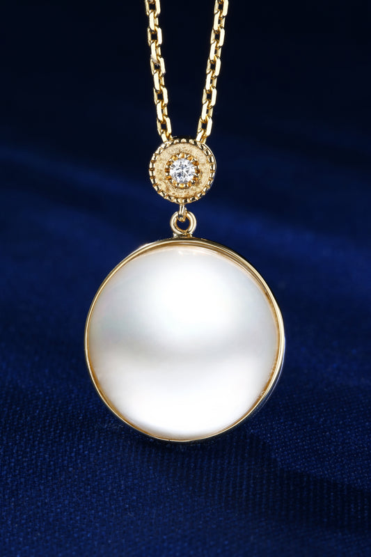 14mm Mabe Pearl Pendent| Pearl 18K Pendent, Custom Available