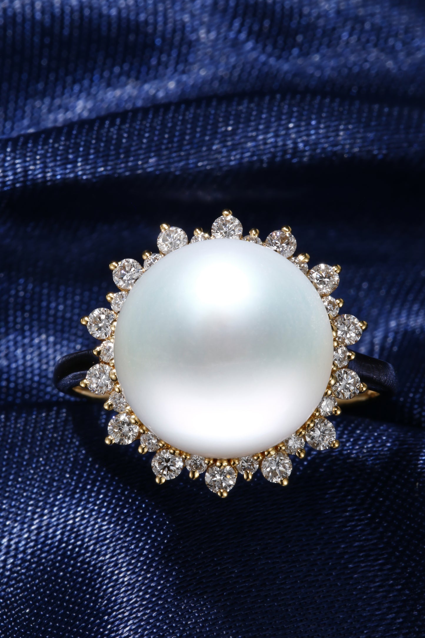 11.4mm Round Saltwater Pearl Ring | Pearl 18K Gold Ring, Custom Available