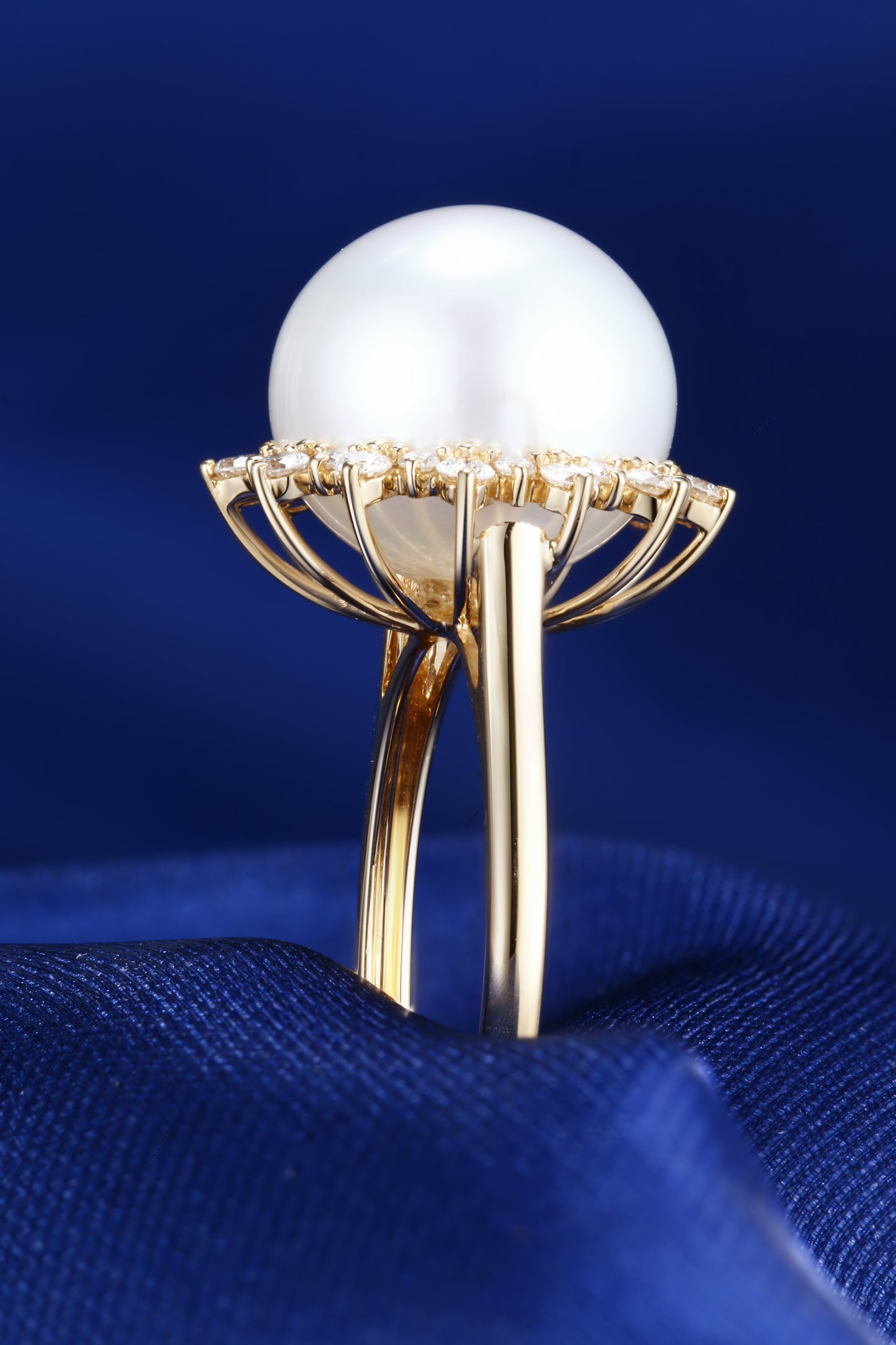 11.4mm Round Saltwater Pearl Ring | Pearl 18K Gold Ring, Custom Available