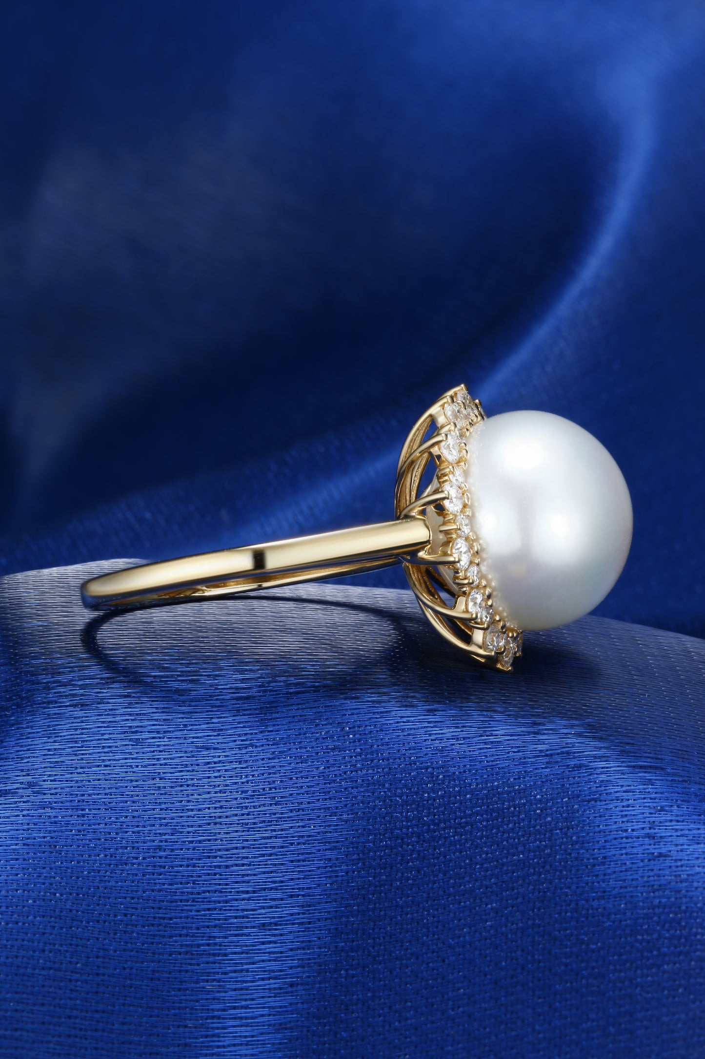 11.4mm Round Saltwater Pearl Ring | Pearl 18K Gold Ring, Custom Available