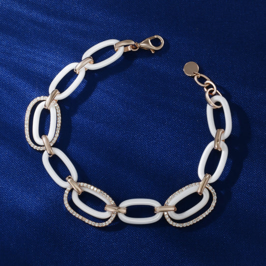 Ceramics Bracelet | Silver plated with rose gold, Custom Available