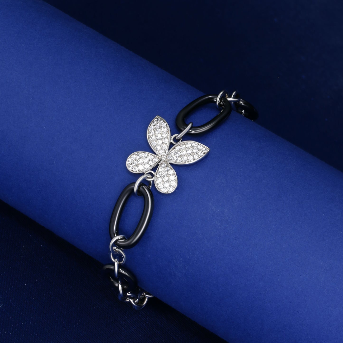 Butterfly Ceramic Bracelet | Rhodium-Plated S925 Silver, Custom Available