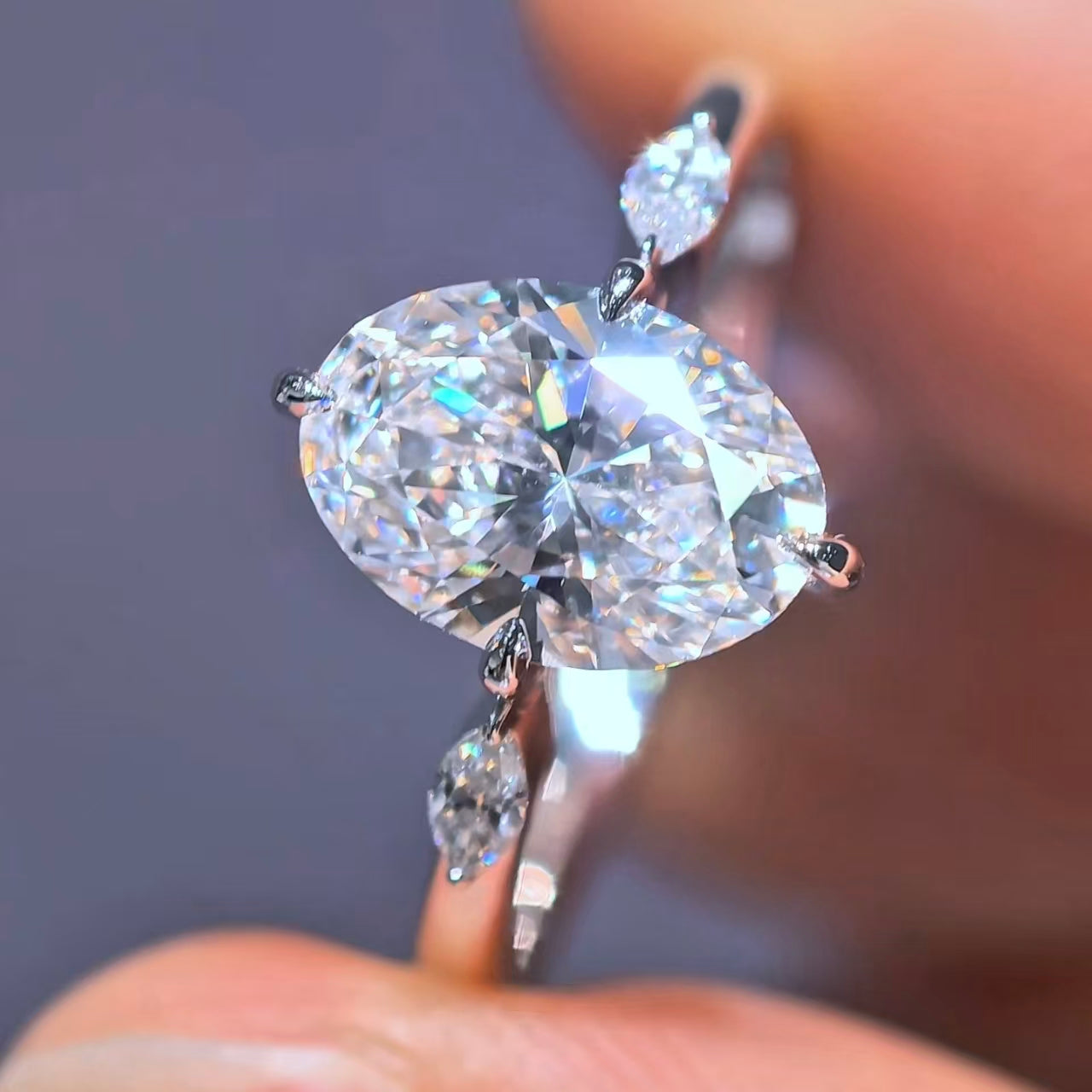 1.094ct Oval Lab Diamond Ring|PT-950 Platinum Ring, Custom Accept