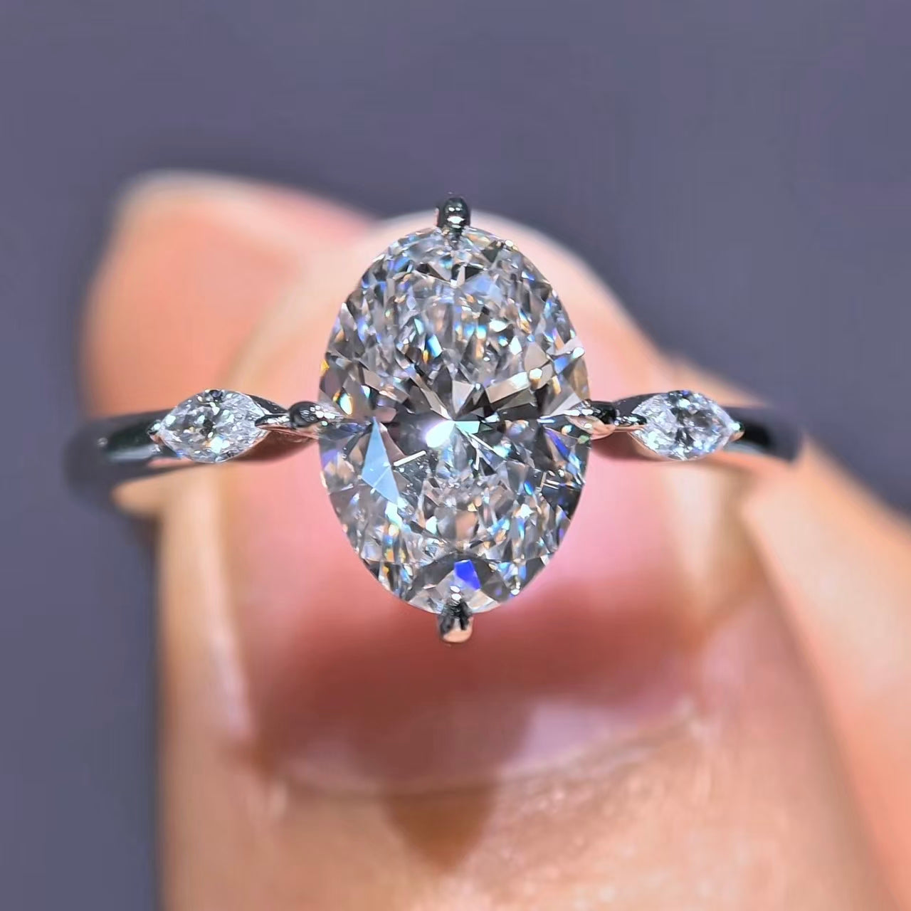 1.094ct Oval Lab Diamond Ring|PT-950 Platinum Ring, Custom Accept