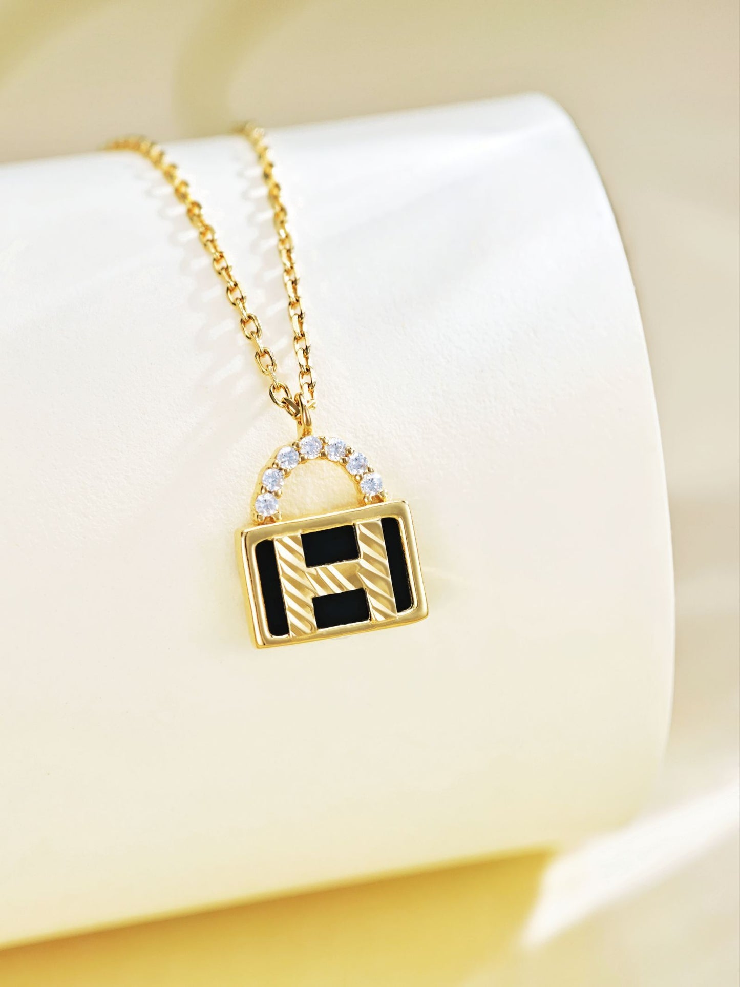 Fashion Bag Shape Necklace Gold-Plated S925 Necklace, Custom Available