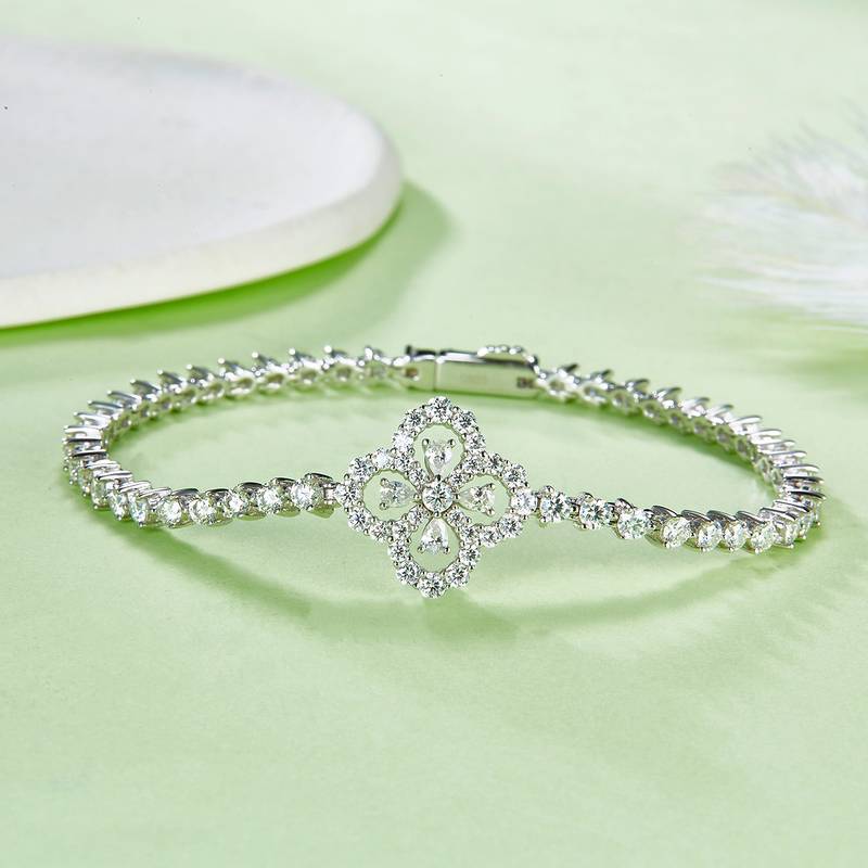 Mossanite Bracelet |White Gold-Plated S925 Silver, Custom Available