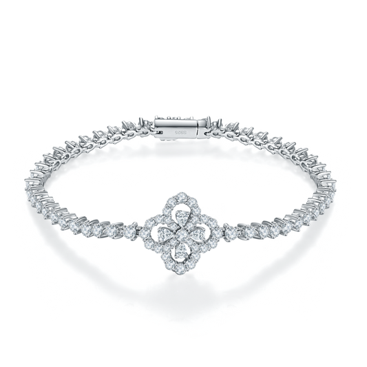 Mossanite Bracelet |White Gold-Plated S925 Silver, Custom Available
