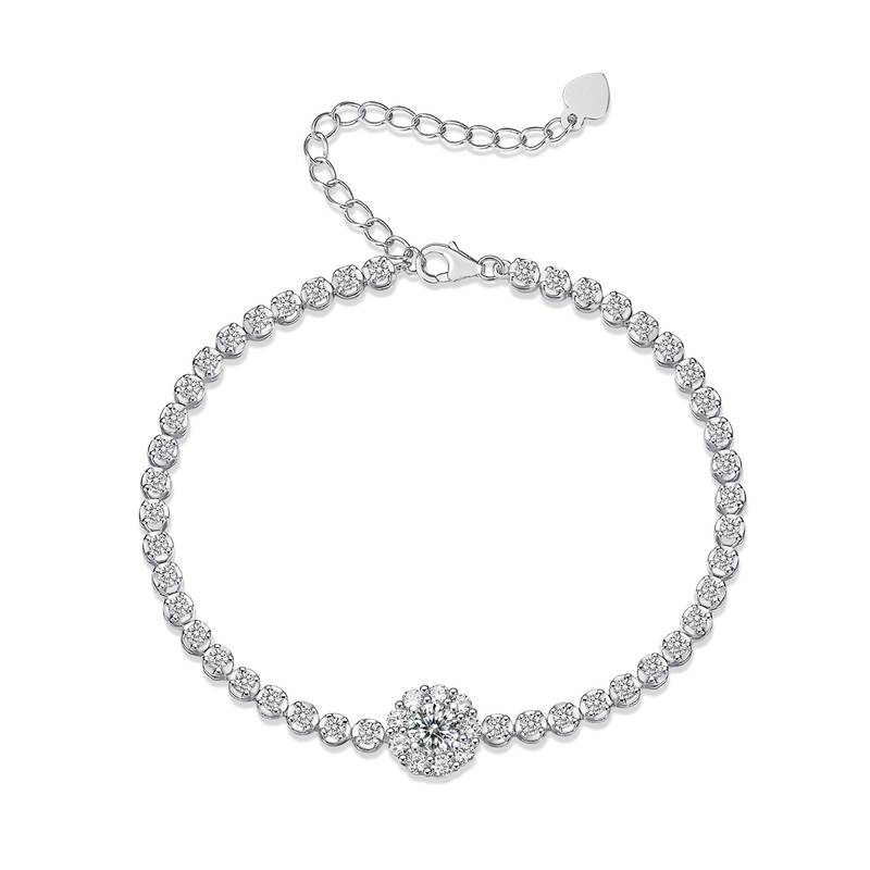 0.5Ct Round Mossanite Tennis Bracelet |White Gold-Plated S925 Silver, Custom Available