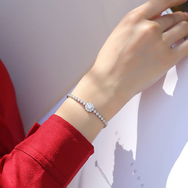 0.5Ct Round Mossanite Tennis Bracelet |White Gold-Plated S925 Silver, Custom Available