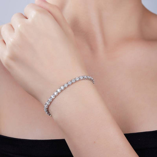 D Grade Mossanite Tennis Bracelet Necklace Set|White Gold-Plated S925 Silver, Custom Available