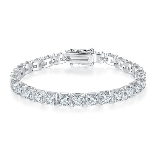 D Grade Mossanite Tennis Bracelet Necklace Set|White Gold-Plated S925 Silver, Custom Available