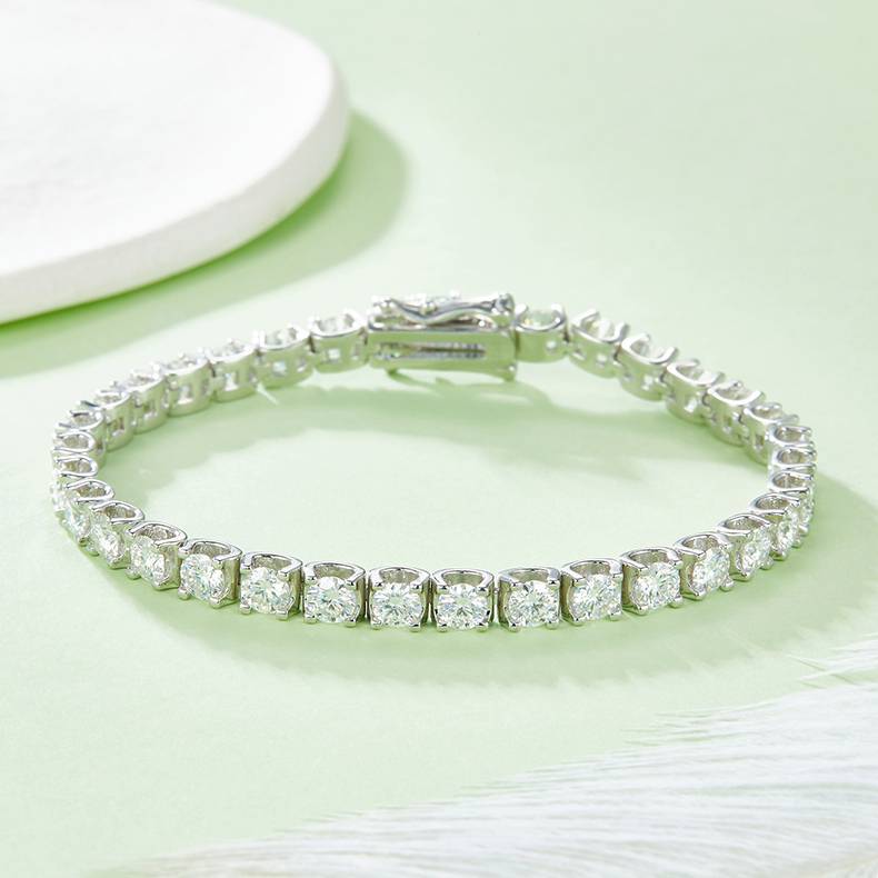 D Grade Mossanite Tennis Bracelet Necklace Set|White Gold-Plated S925 Silver, Custom Available