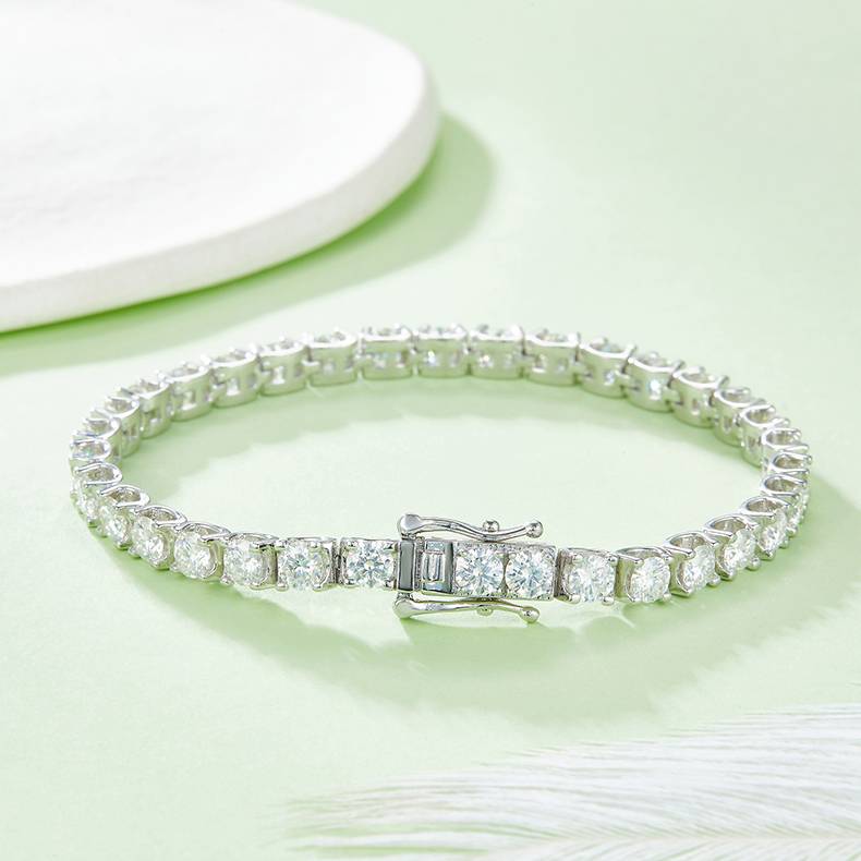 D Grade Mossanite Tennis Bracelet Necklace Set|White Gold-Plated S925 Silver, Custom Available