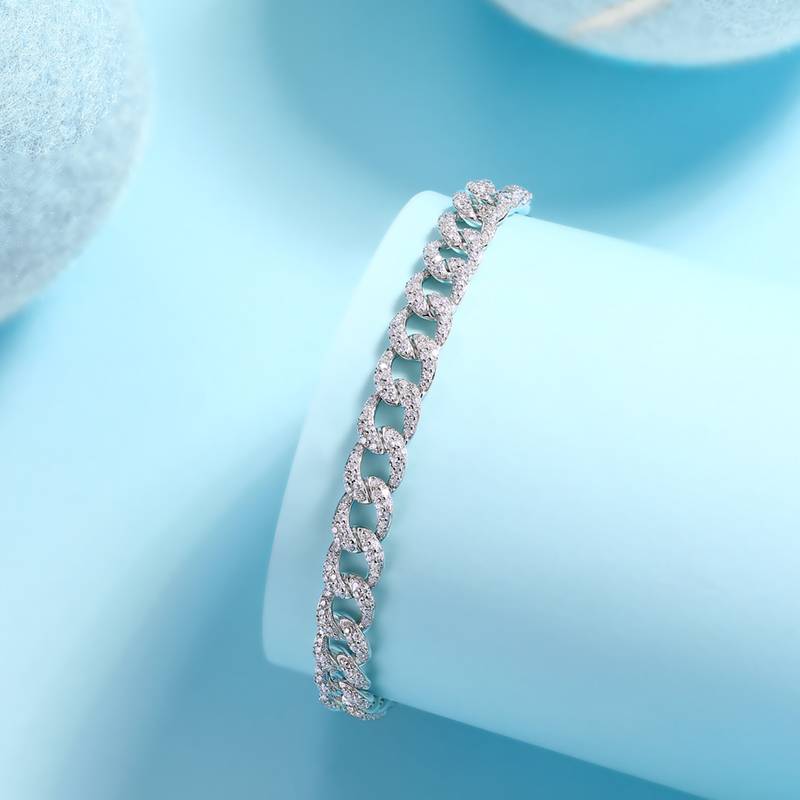1.44Ct Round Mossanite Bracelet | White Gold-Plated S925 Silver, Custom Available