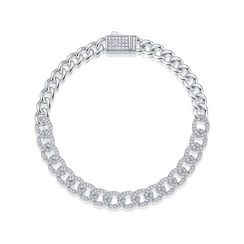 1.44Ct Round Mossanite Bracelet | White Gold-Plated S925 Silver, Custom Available