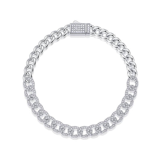 1.44Ct Round Mossanite Bracelet | White Gold-Plated S925 Silver, Custom Available