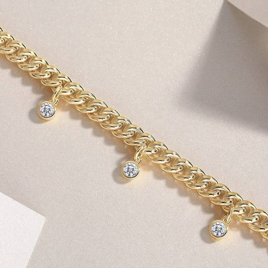 0.5Ct Round Mossanite Bracelet |18K Yellow Gold-Plated S925 Silver, Custom Available