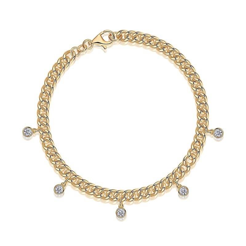 0.5Ct Round Mossanite Bracelet |18K Yellow Gold-Plated S925 Silver, Custom Available