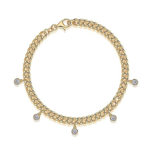 0.5Ct Round Mossanite Bracelet |18K Yellow Gold-Plated S925 Silver, Custom Available