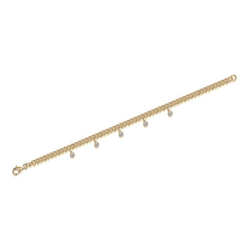 0.5Ct Round Mossanite Bracelet |18K Yellow Gold-Plated S925 Silver, Custom Available