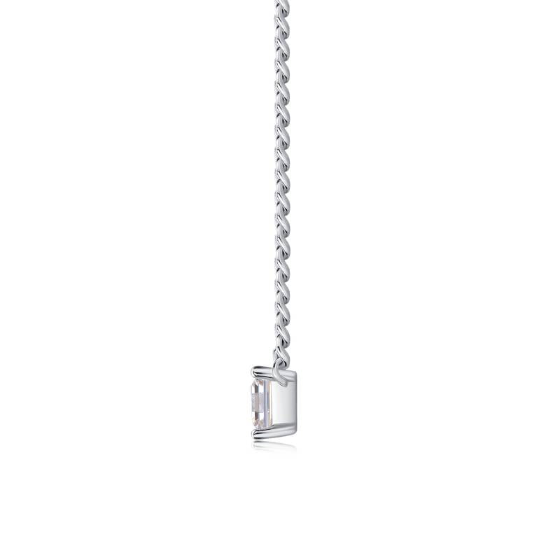 1 Ct Princess Cut Square Mossanite Necklace |18K White Gold-Plated S925 Silver, Custom Available