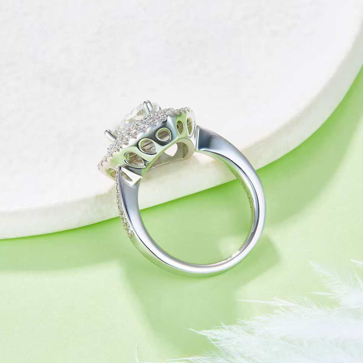 2Ct Triangle Mossanite Women Ring | White Gold-Plated S925 Silver, Custom Available