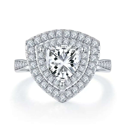 2Ct Triangle Mossanite Women Ring | White Gold-Plated S925 Silver, Custom Available