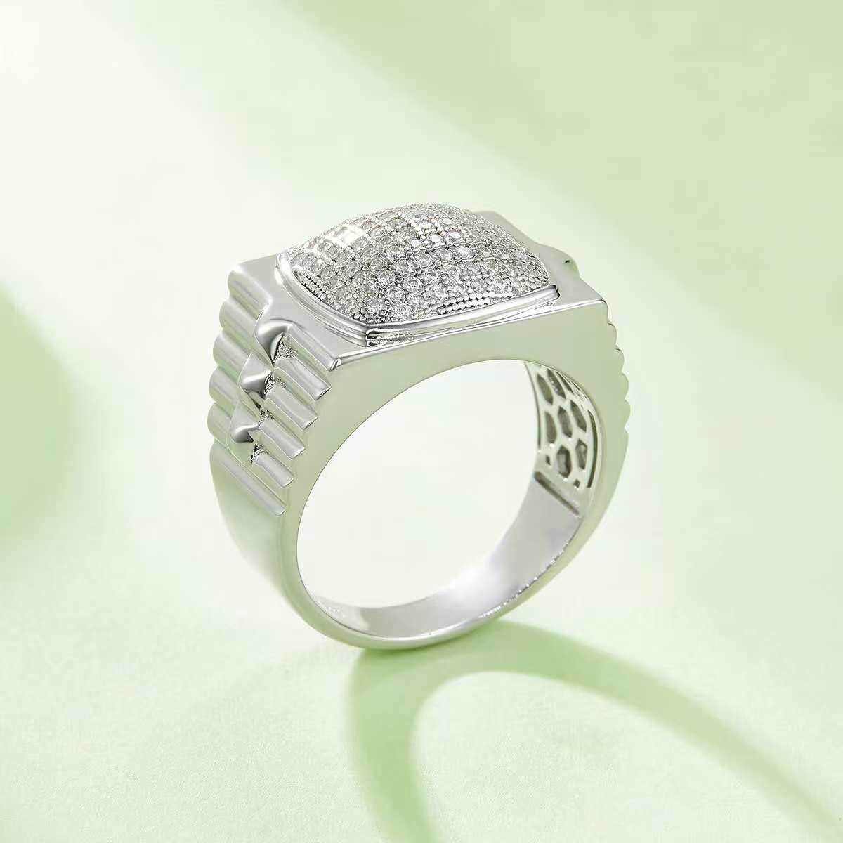 0.7Ct Round Mossanite Men Ring |18K White Gold-Plated S925 Silver, Custom Available