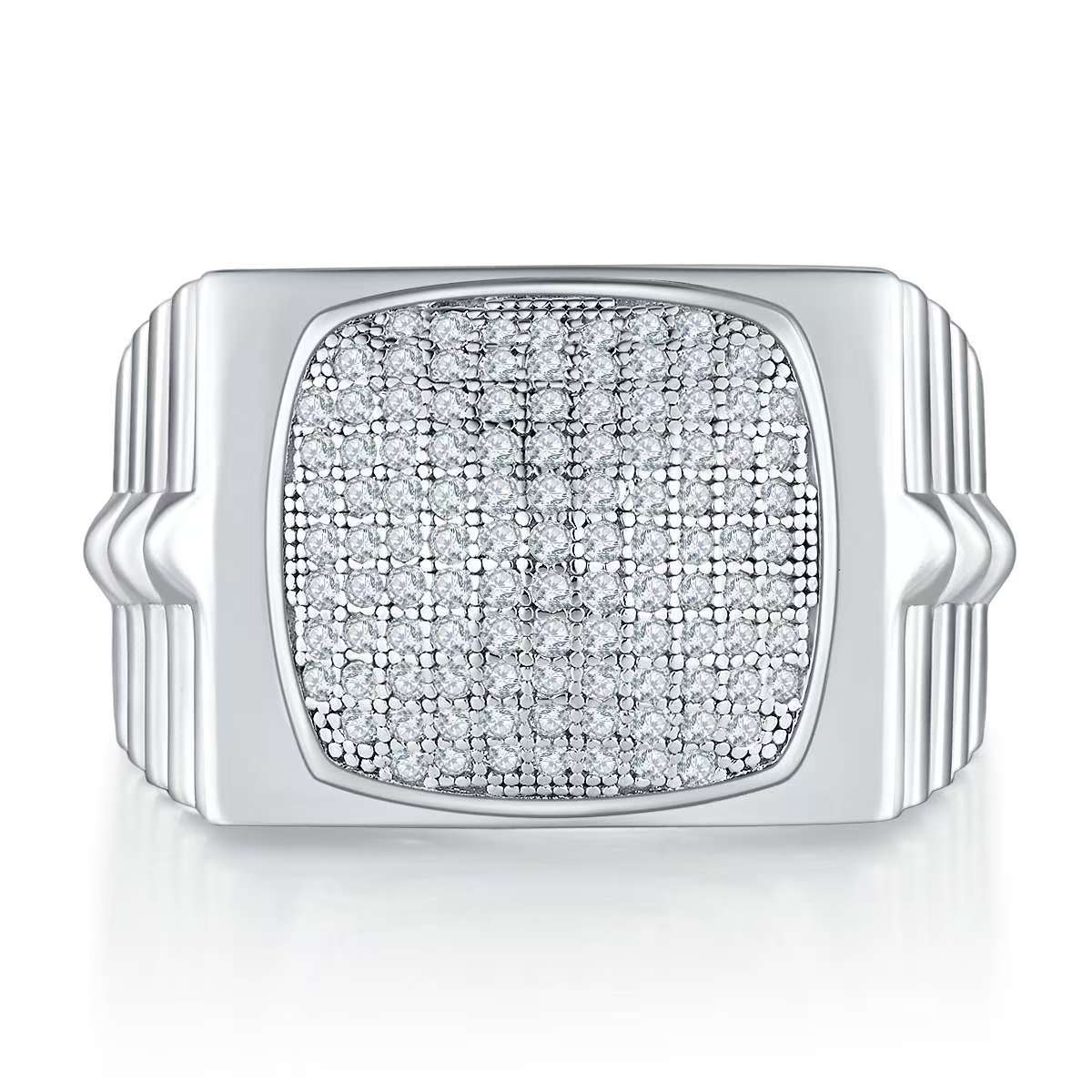 0.7Ct Round Mossanite Men Ring |18K White Gold-Plated S925 Silver, Custom Available
