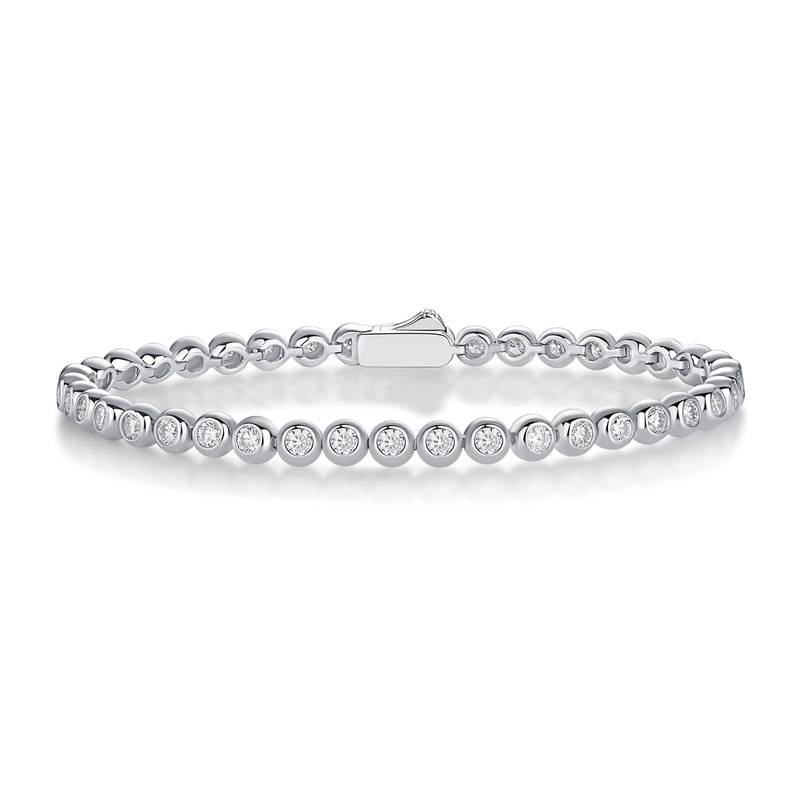 2.5mm Round Mossanite Tennis Bracelet |White Gold-Plated S925 Silver, Custom Available