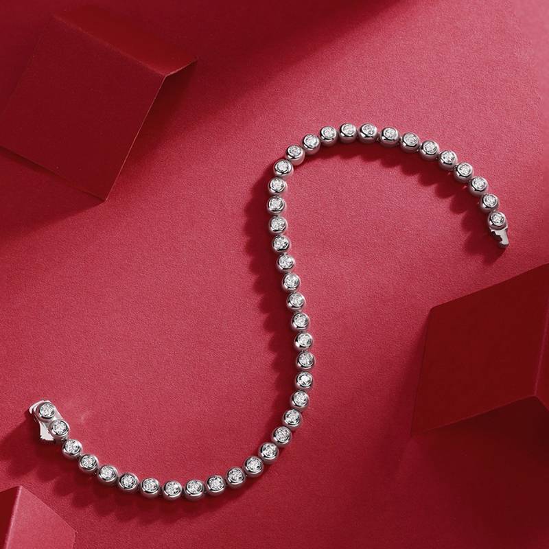 2.5mm Round Mossanite Tennis Bracelet |White Gold-Plated S925 Silver, Custom Available