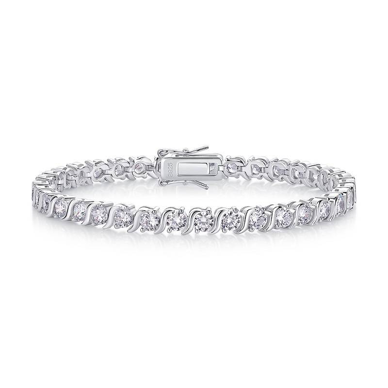 0.3Ct/Pcs Mossanite Bracelet |18K White Gold-Plated S925 Silver, Custom Available