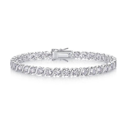 0.3Ct/Pcs Mossanite Bracelet |18K White Gold-Plated S925 Silver, Custom Available