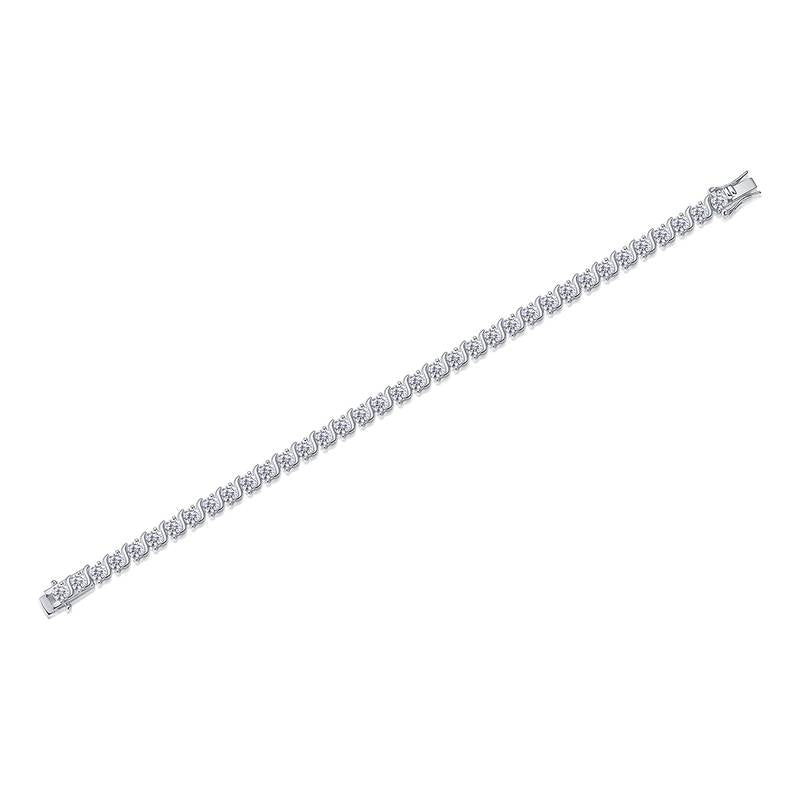 0.3Ct/Pcs Mossanite Bracelet |18K White Gold-Plated S925 Silver, Custom Available