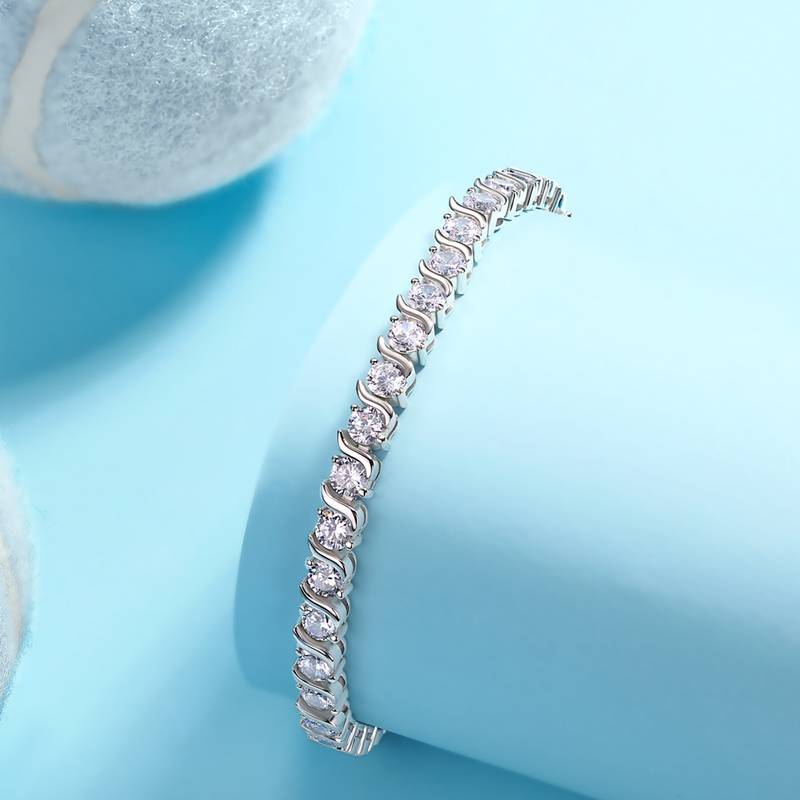 0.3Ct/Pcs Mossanite Bracelet |18K White Gold-Plated S925 Silver, Custom Available