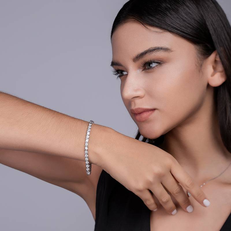 0.3Ct/Pcs Mossanite Bracelet |18K White Gold-Plated S925 Silver, Custom Available