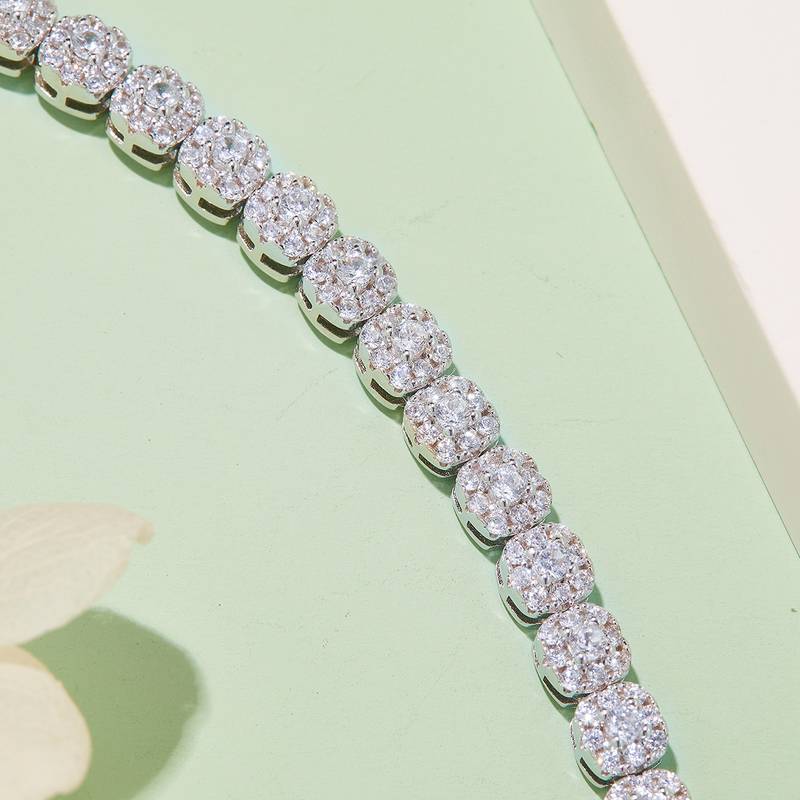2MM 3.5Ct D Round Mossanite Tennis Bracelet |18K White Gold-Plated S925 Silver, Custom Available